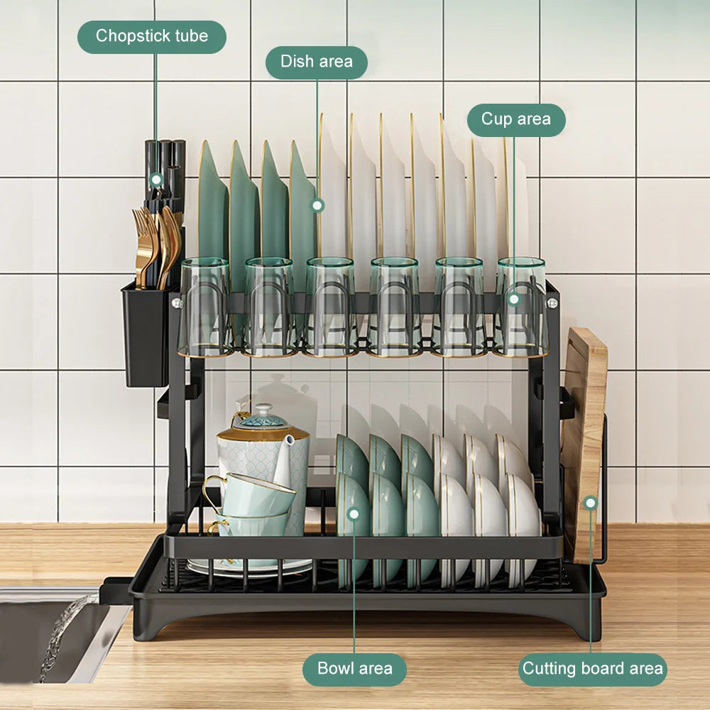 DryFlow™ 2-Tier Dish Drying Rack